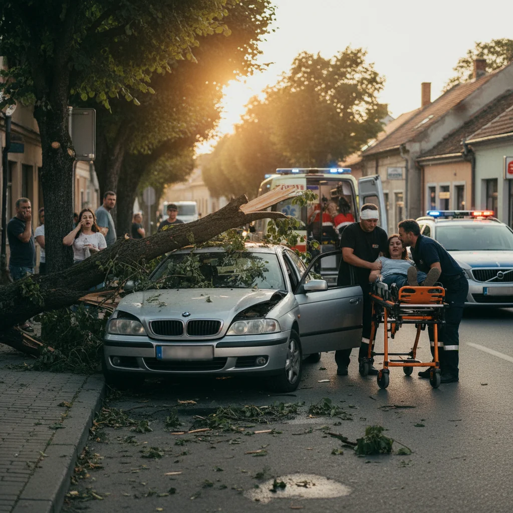 Accident Roșiori de Vede: Două victime după căderea unei creangă