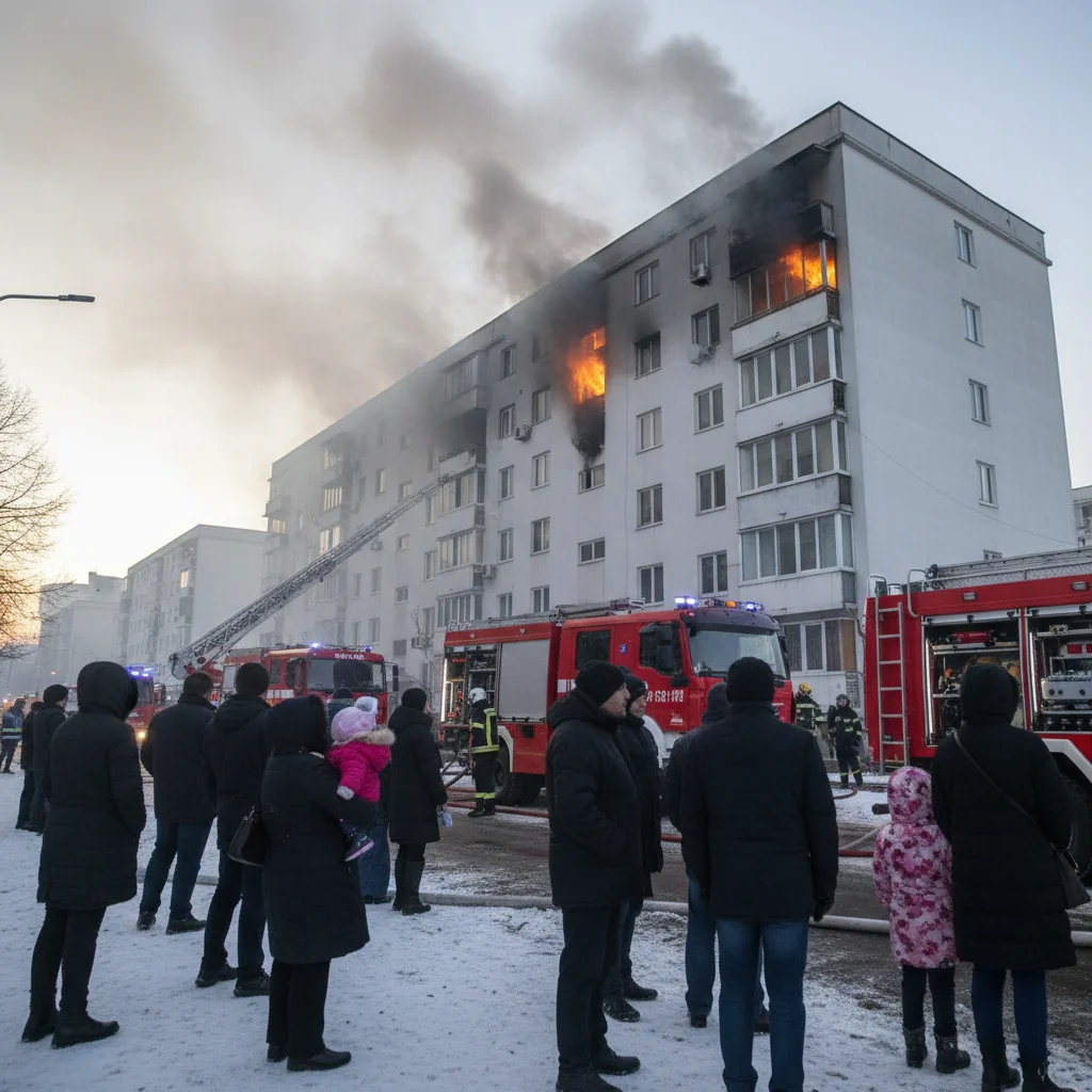 Alexandria, bloc G103: fum alb sub ușă la etajul 10, alertă 112