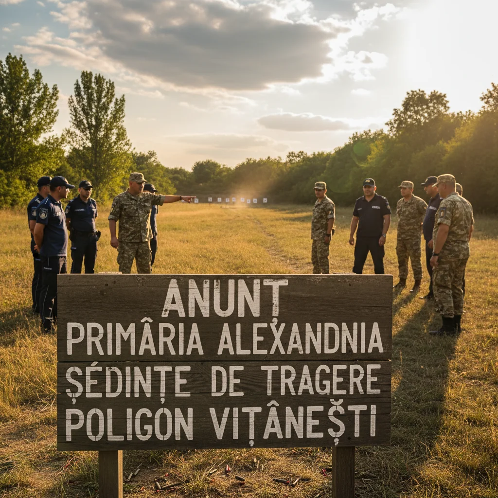 Anunț al Primăriei Alexandria privind ședințele de tragere din poligonul Vitănești