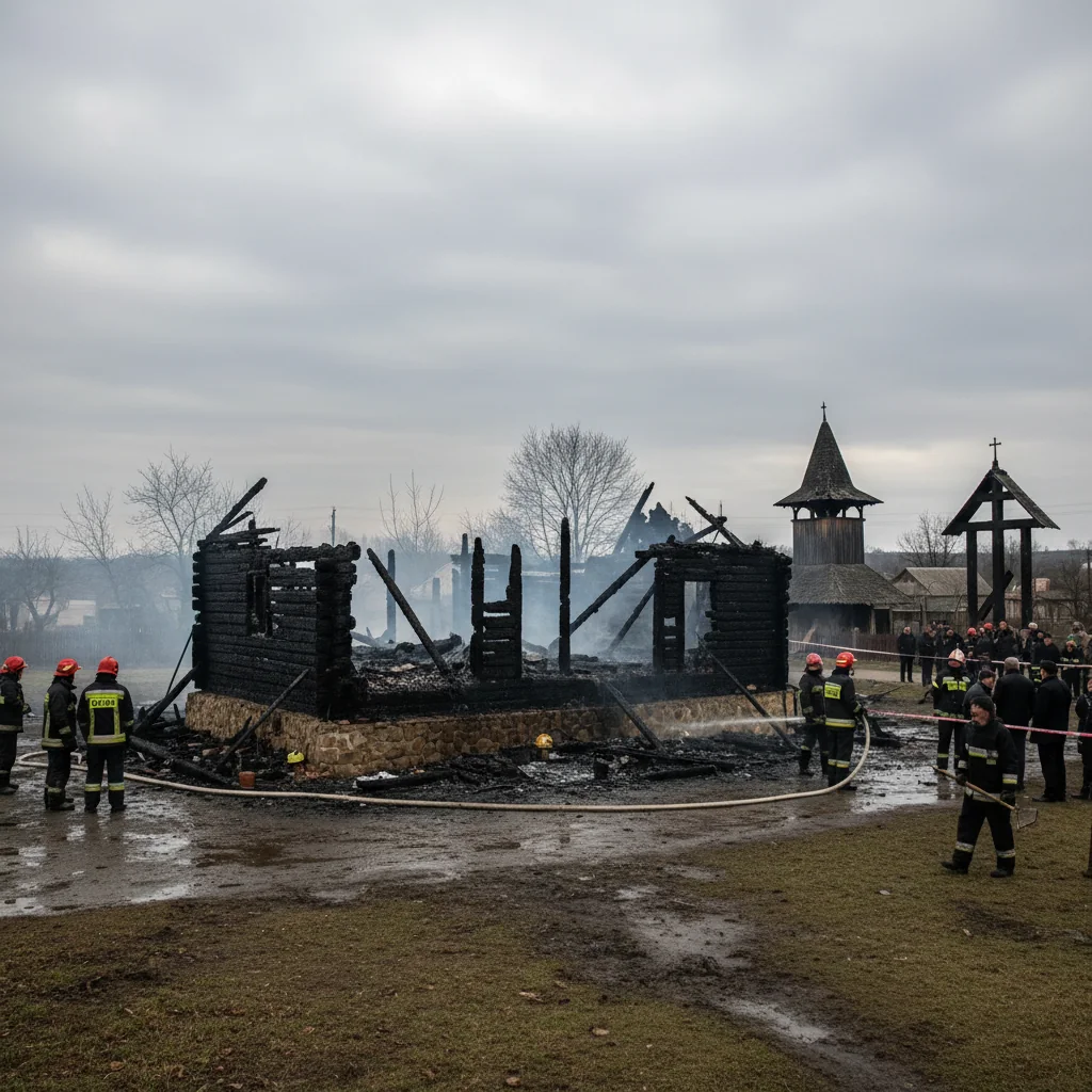 Biserica veche din Lada, Teleorman, distrusă de incendiu. Apel la sprijin lansat de preotul paroh – cazul ajunge în atenția comunității din Alexandria