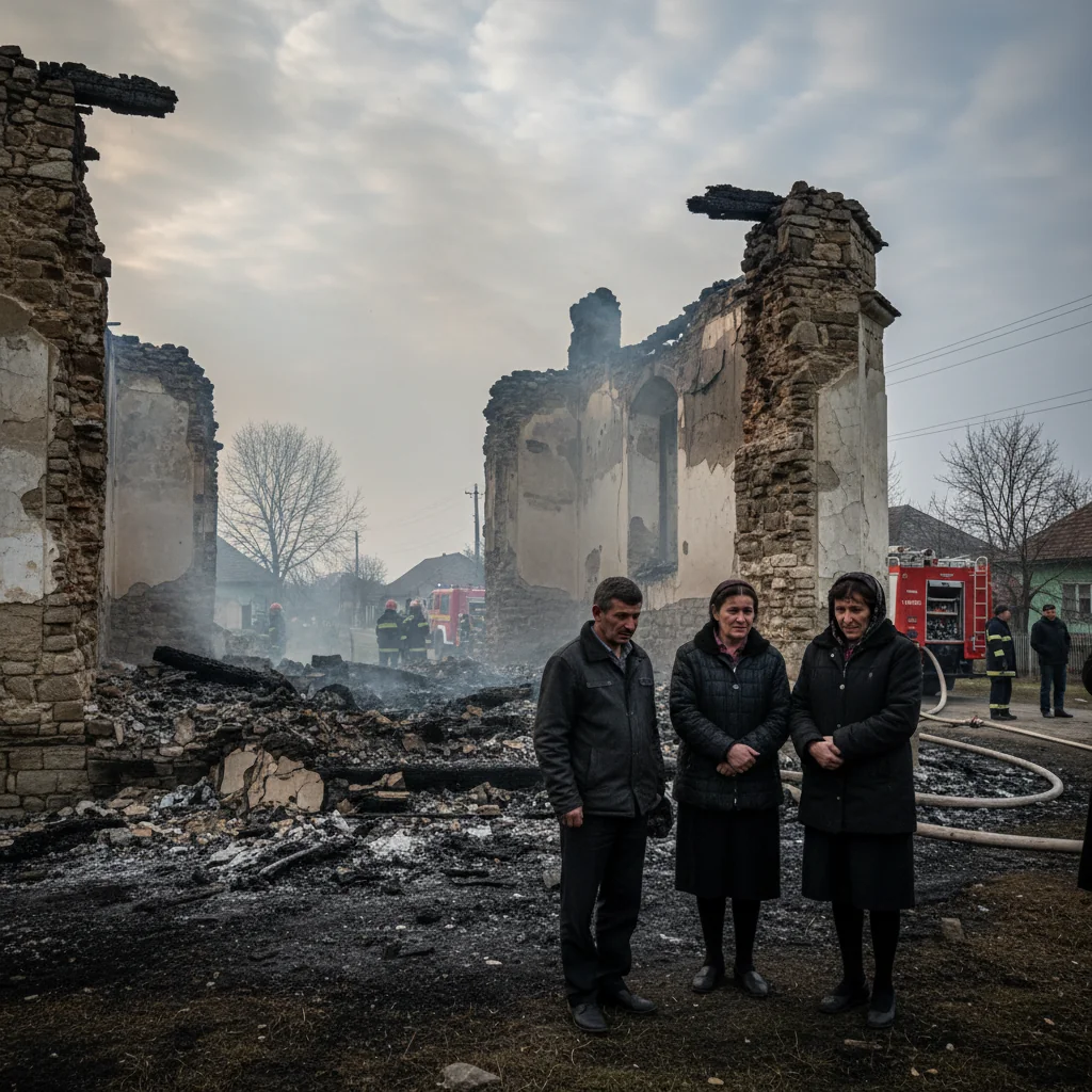 Biserica veche din Lada, Teleorman, mistuită de flăcări. Apel la reconstrucție lansat de preot, anunțat la Alexandria