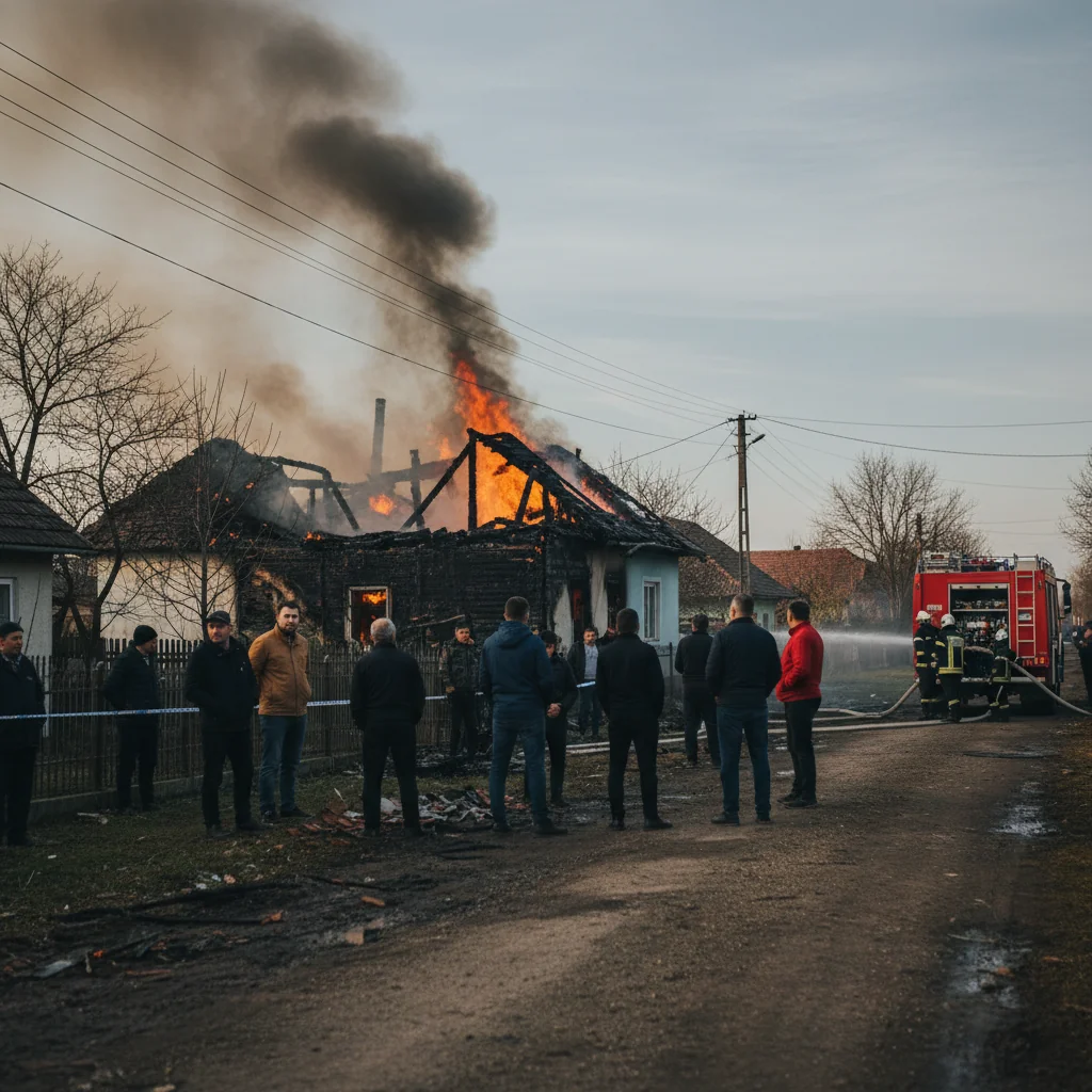 Casă distrusă de incendiu la Seaca, intervenție a pompierilor ISU Teleorman anunțată de la Alexandria