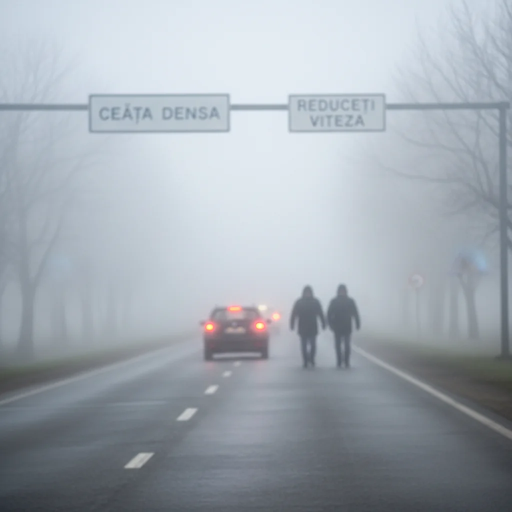 Ceață densă la Alexandria și în județul Teleorman: avertizare INFOTRAFIC privind vizibilitatea redusă