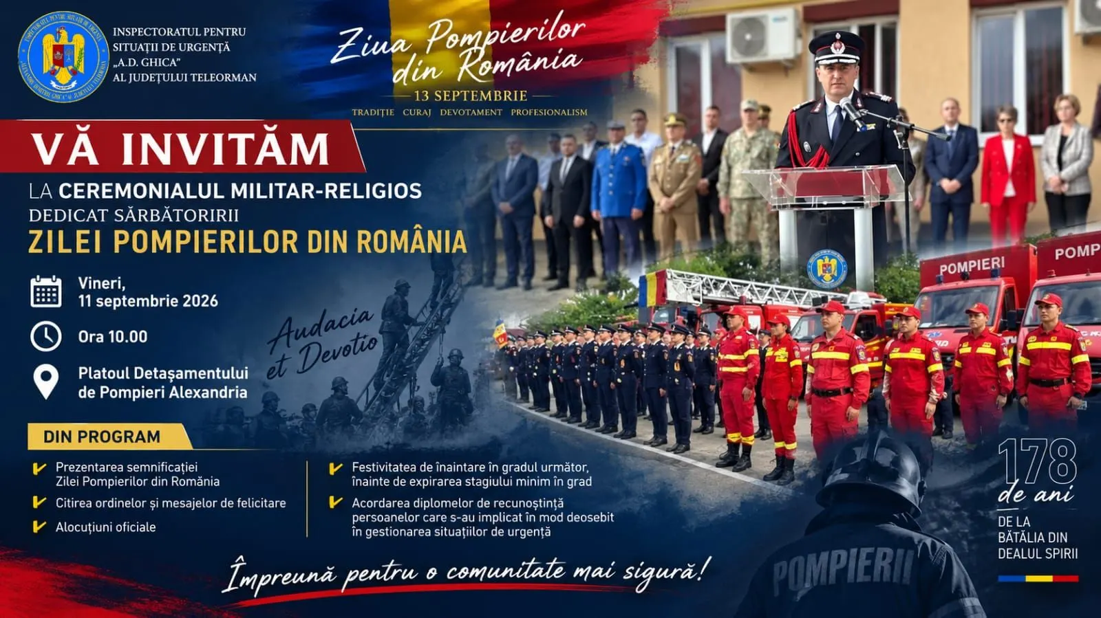 Ceremonial militar-religios la pompierii din Alexandria