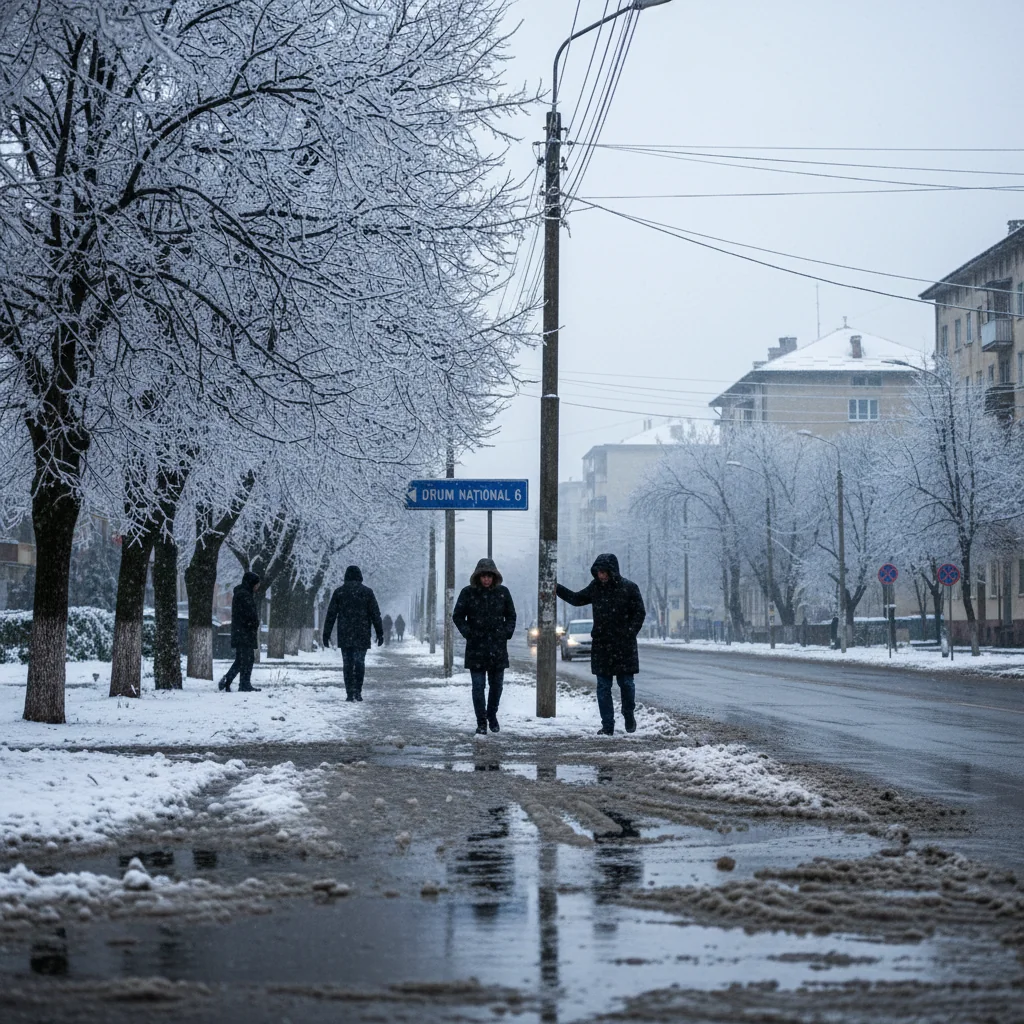 Cod galben de precipitații mixte și polei în Alexandria și restul județului Teleorman