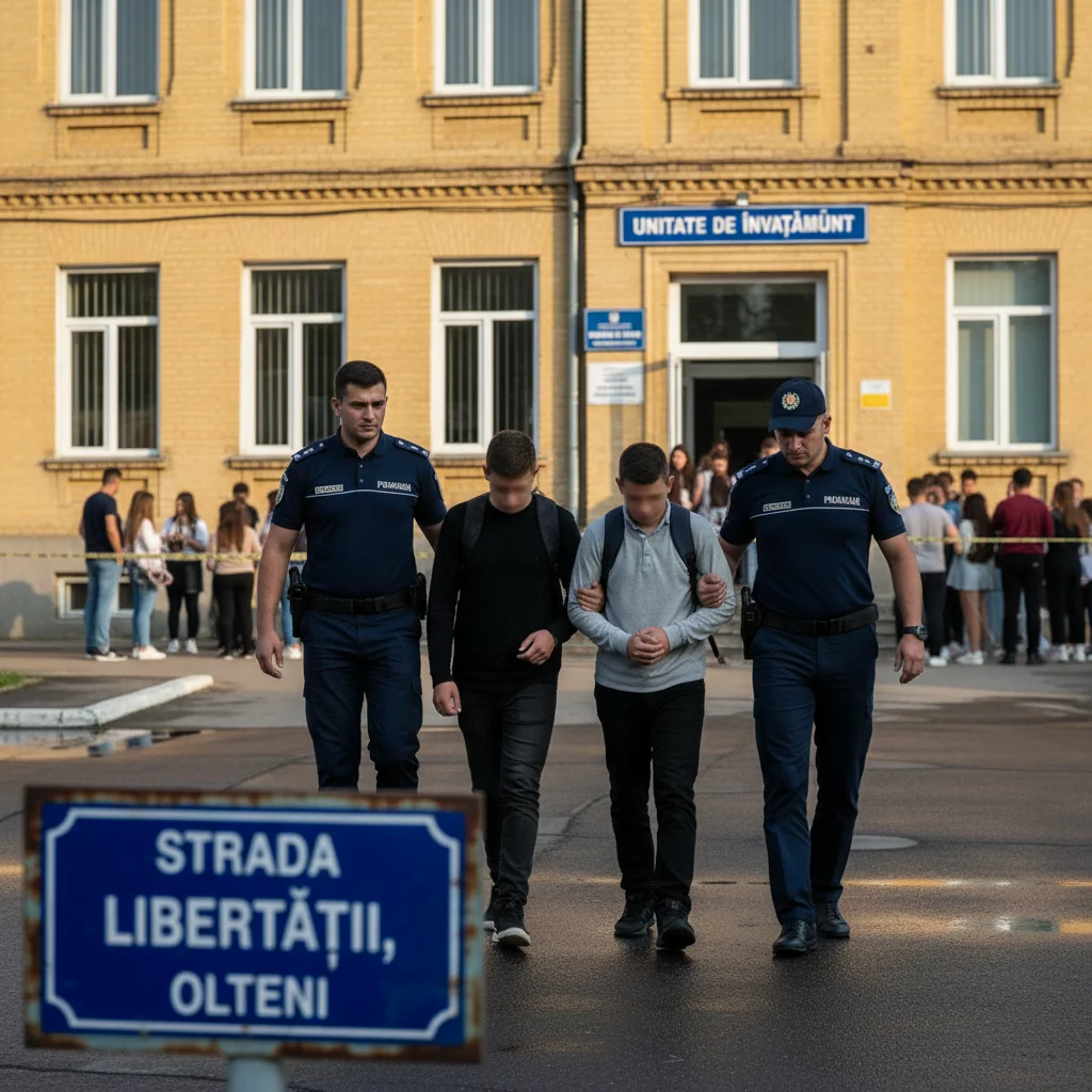Doi adolescenți din Olteni, luați în custodia poliției după ce au bătut un coleg în incinta unei școli