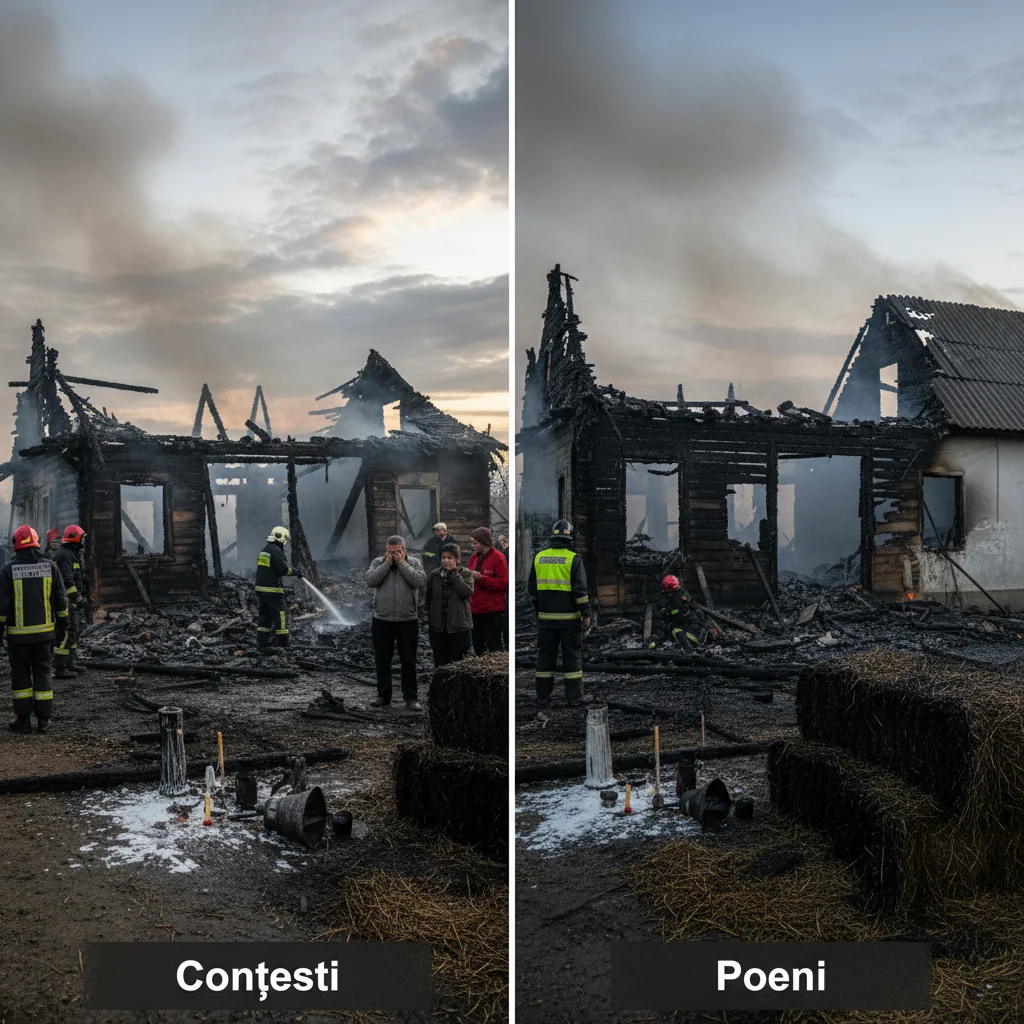 Incendii devastatoare în Conțești și Poeni din cauza lumânărilor