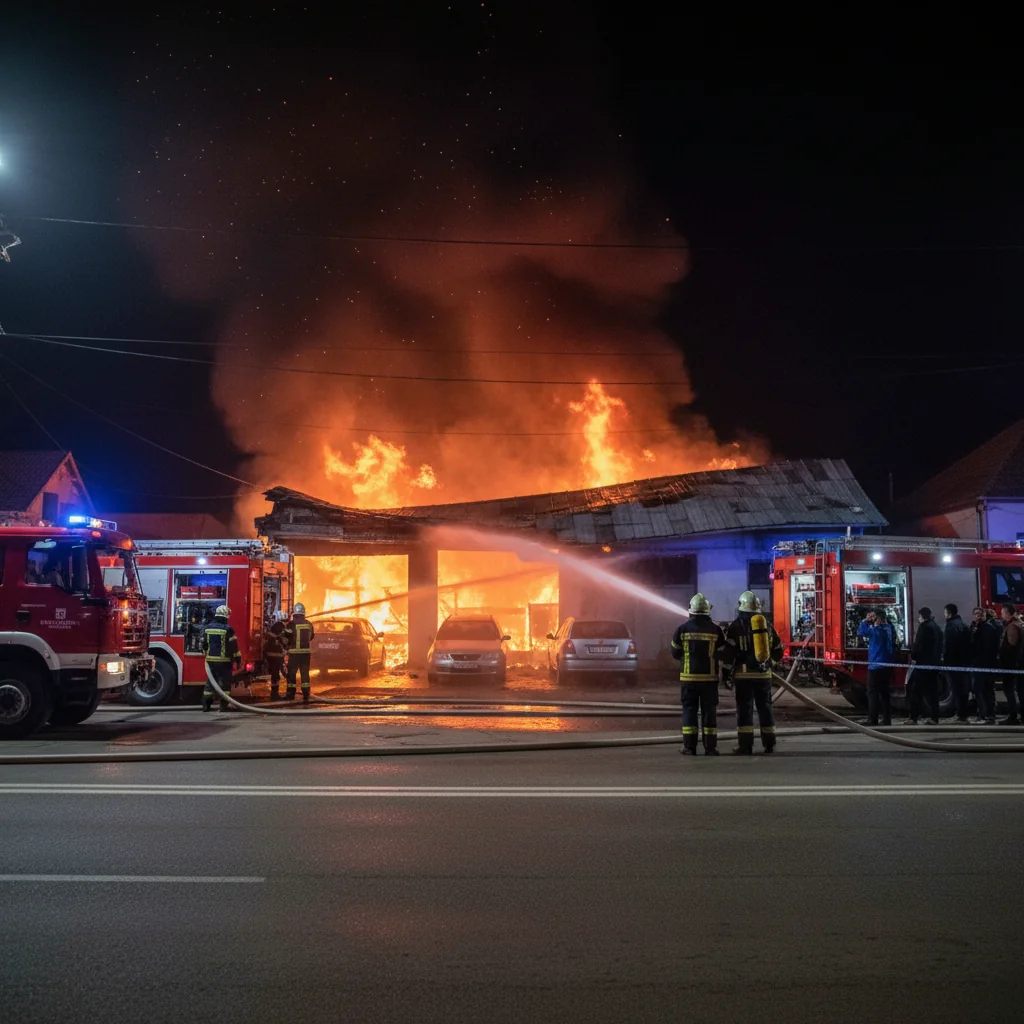 Incendiu devastator la garajul auto din Măldăeni