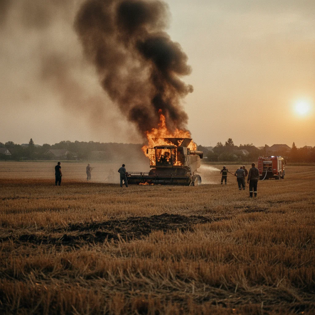 Incendiu la combină agricolă în Nenciulești, Teleorman