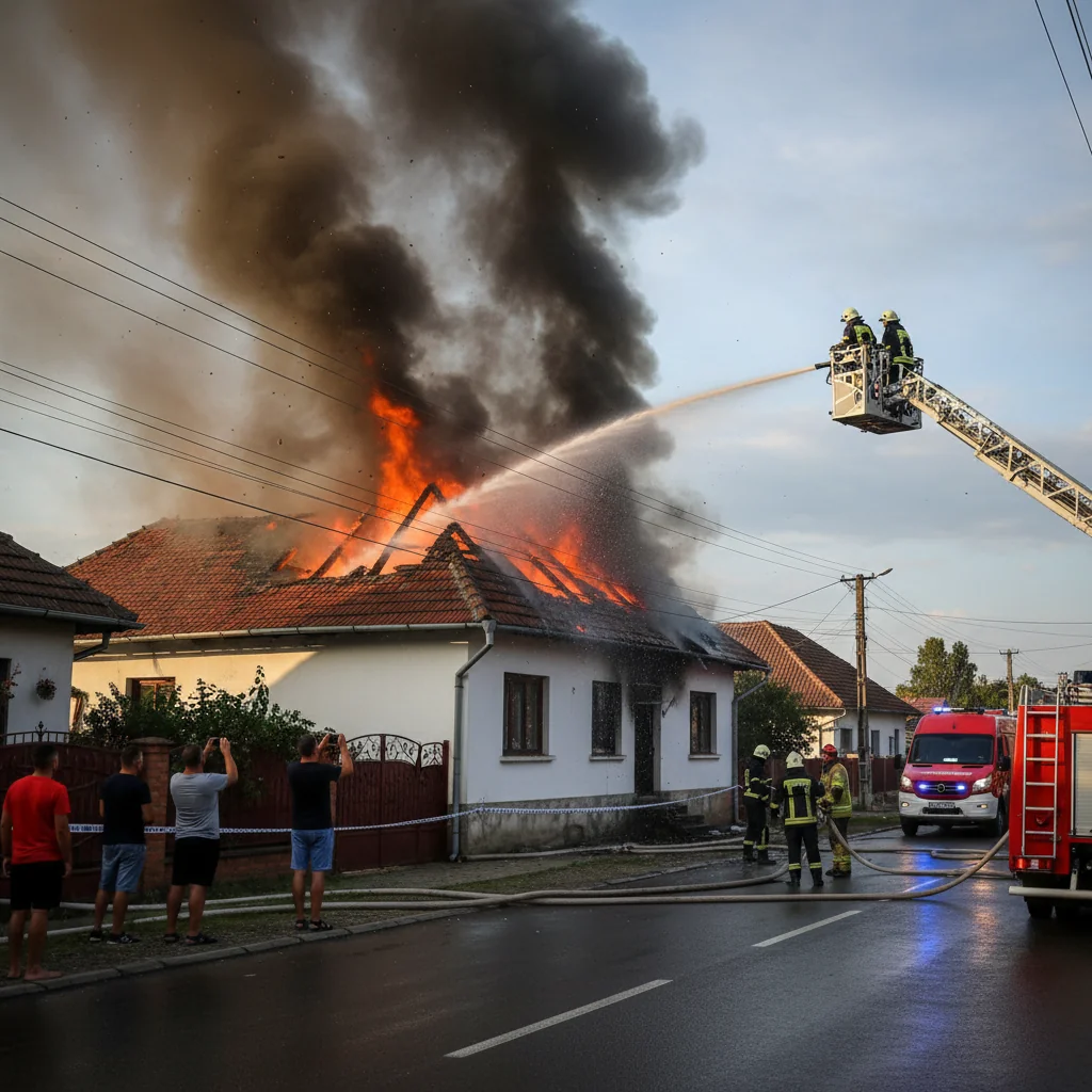 Incendiu pe acoperiș în Plosca provocat de scurtcircuit