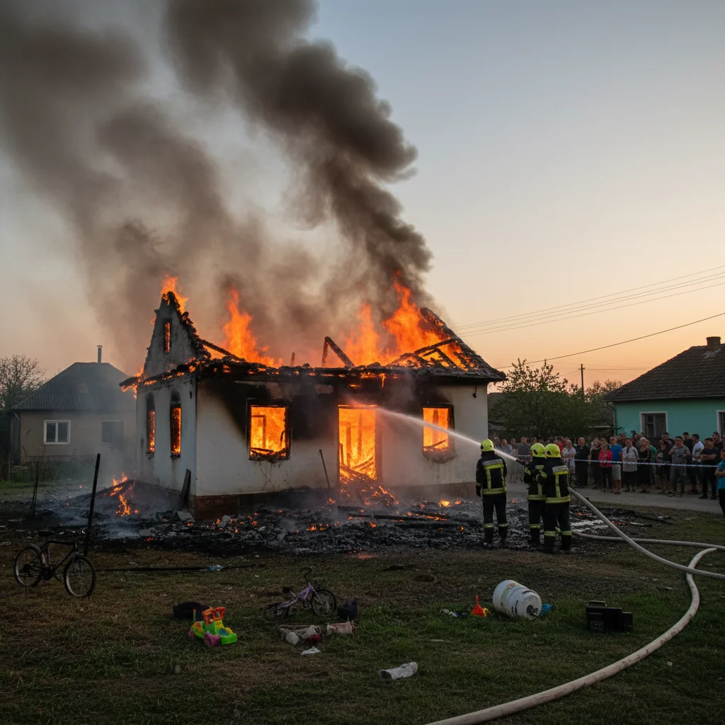 Locuință distrusă de incendiu la Seaca, județul Teleorman, eveniment raportat de la Alexandria