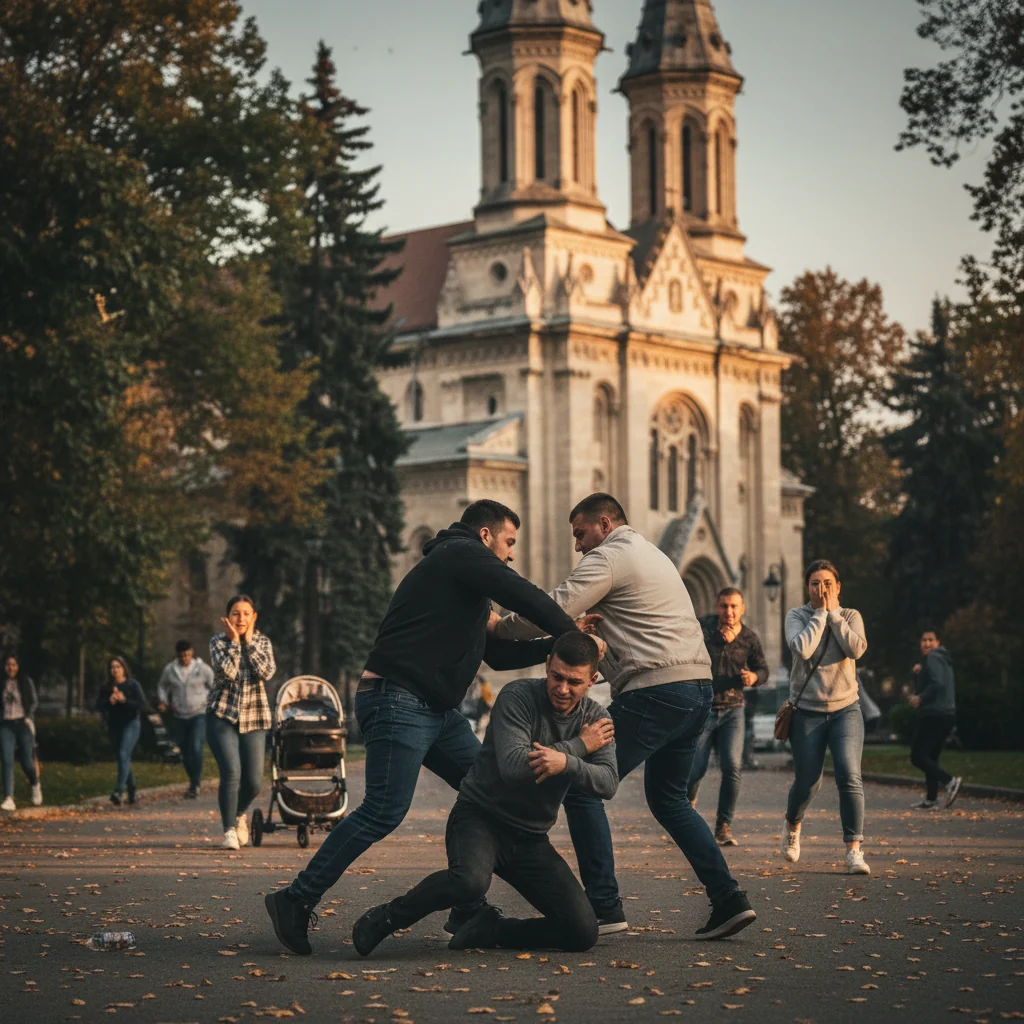 un tânăr bătut cu pumnii și picioarele